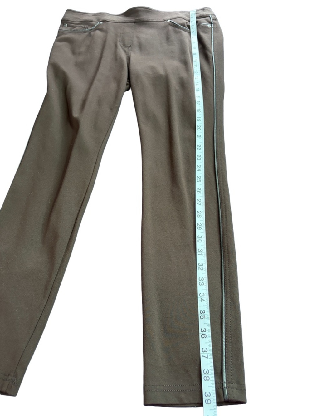 Women's Dark Brown Skinny Ponte Pull-On Pants - Picture 8 of 13